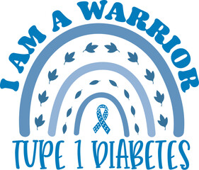 Naklejka premium Diabetes Awareness, I Wear Blue For Diabetes Awareness, Crush Type 1 Diabetes, We Fight Together, Diabetes Warrior, November We Wear Blue, Hope Faith Cure Diabetes