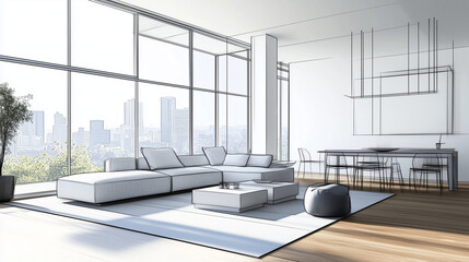 modern living room interior made by hand