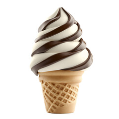 a ice cream cone with a chocolate swirl on top