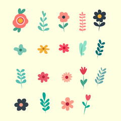 set of collection floral flower vector IIlustrations for elements, clipart