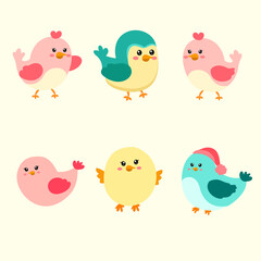 set of collection cute bird vector IIlustrations for elements, clipart