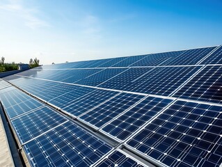 Solar panel array installed on a rooftop, AI generated