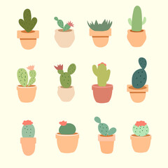 set of collection cute cactus vector IIlustrations