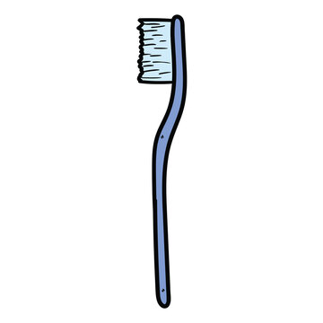 recommend clip art: Hand drawn cartoon blue toothbrush on white background.