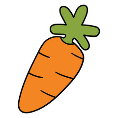 Hand drawn cartoon carrot on white background.