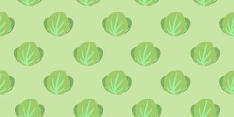 green cabbage pattern background. green cabbage seamless pattern. Organic fruit and vegetables pattern background. Green cabbages illustration background.