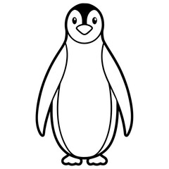 Fototapeta premium Cute Cartoon Penguin Illustration Standing Upright With Simplified Features on a White Background