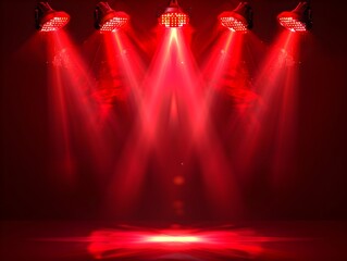 Red Stage Lights with Bright Rays and Shadows