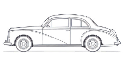 Obraz premium Classic american luxury sedan car profile sketch drawing