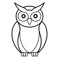 Black and White Owl Illustration Perfect for Coloring Activities on a White Background