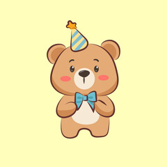 cute animal cartoon Happy Birthday Bear Design for Elements, clipart and sticker