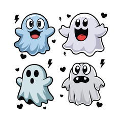  Cute ghost vector boo vector icon and pattern