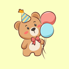 cute animal cartoon Happy Birthday Bear Design for Elements, clipart and sticker