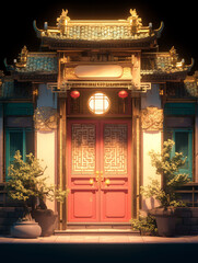 New Chinese style red door