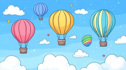 Colorful Hot Air Balloons Soaring Through a Dreamy Sky