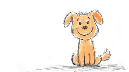 Cute cartoon puppy dog sitting and smiling