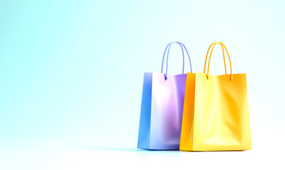 Colorful shopping bags on soft background