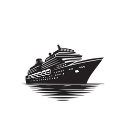 Obraz premium Ship silhouette vector design. cruise ship vector design. Vessel ship silhouette vector design black and white. Ship logo icon full black on white background.