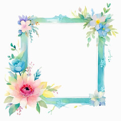 floral watercolor frame pattern