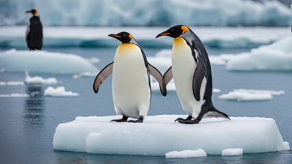 two penguins on ice