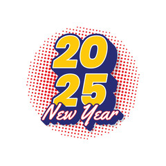 Happy New Year 2025 comic style letter and cartoon
