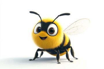 Obraz premium Funny Bee Cartoon Character for Educational Use on White Background