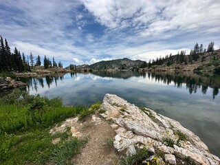 Cecret Lake near Alta Ski Area in Little Cottonwood Canyon in Utah 