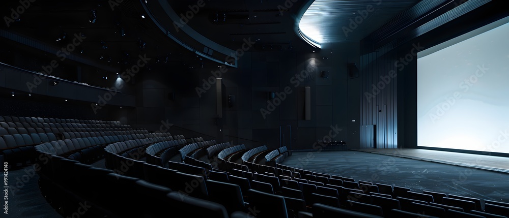 Aufkleber empty theater with dim lighting and projector screen