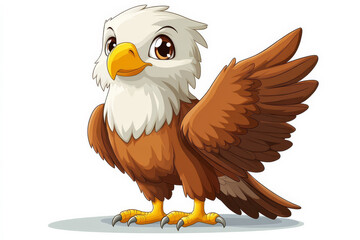 Naklejka premium Playful Eagle Cartoon Character on White Background