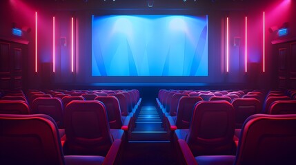 Fototapeta premium Vibrant Cinema with Colorful Lighting Effects