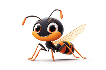Fototapeta premium Cute Ant Cartoon with Big Eyes and a Smile