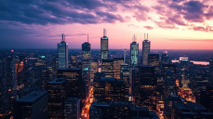 Cityscape at Dusk with a Pink Sky