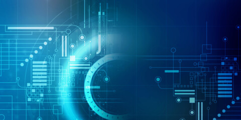 2d illustration Abstract futuristic electronic circuit technology background