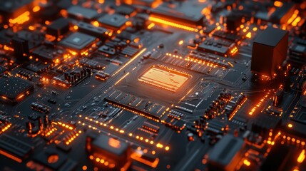 Fototapeta premium Illuminated Future: Glowing Circuit Board in Futuristic Technology Concept