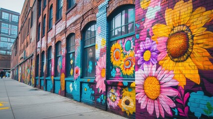 Fototapeta premium Vibrant street art mural on an urban building wall