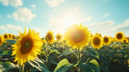 Obraz premium Sunflowers Reaching for the Bright Sunlight