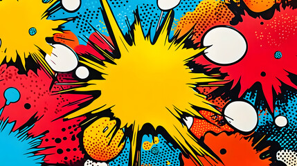 A pop art style with comic bubbles, dots. Comic art illustration background