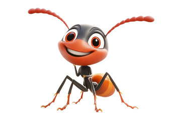 Playful Ant Cartoon Character for Kids on transparent background