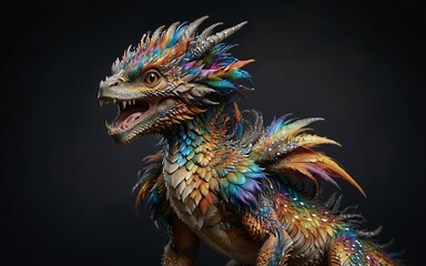 Obraz premium Beautiful dragon on a black background
