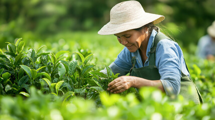 Tea picking on the Plantation. Delicious, fresh, natural tea