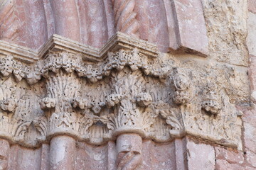 San Pietro Church Entrance Sculpted Detail in Leonessa, Italy