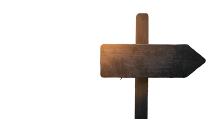 modern wooden signpost which is in the center of image