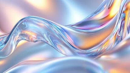 Luminous Glass and Holographic Energy Abstract Wallpaper with Iridescent Details and Ethereal Lighting Effects