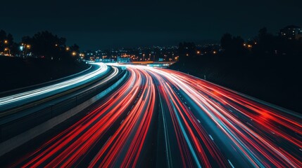 Low Angle Shot of Busy Highway at Night