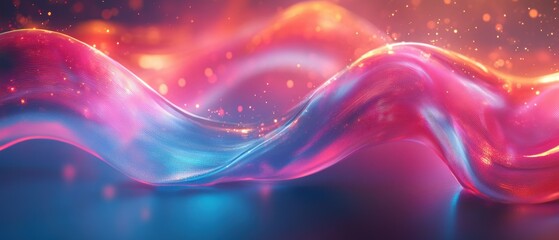Fototapeta premium Captivating ribbon-like glass forms intertwined with pulsing holographic waves and glowing lines for a visually engaging banner design