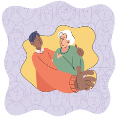 Social distance vector illustration. The social distance concept delves into societal implications physical separation Keeping distance from others can lead to social challenges Avoiding crowded