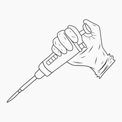 Obraz premium Free Hand Holding Pipette Outline Illustration