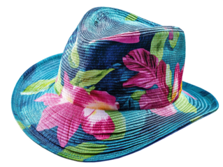 a colored straw hat as element on transparent background