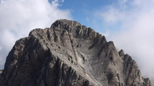 Top of Greek Mountain Olympus. View of the highest peak of Olympus mountain, named Mitikas, in Greece. Zoom in.