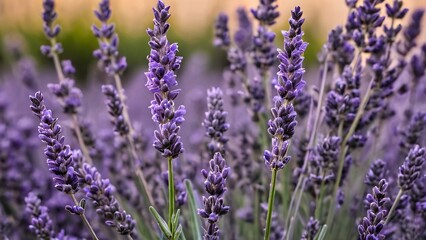 Naklejka premium Close-Up of Lavender Stalks in Bloom